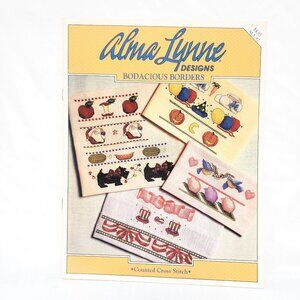 Bodacious Borders Cross Stitch Leaflet Alma Lynne 1991 Holiday Apple Scottie Dog